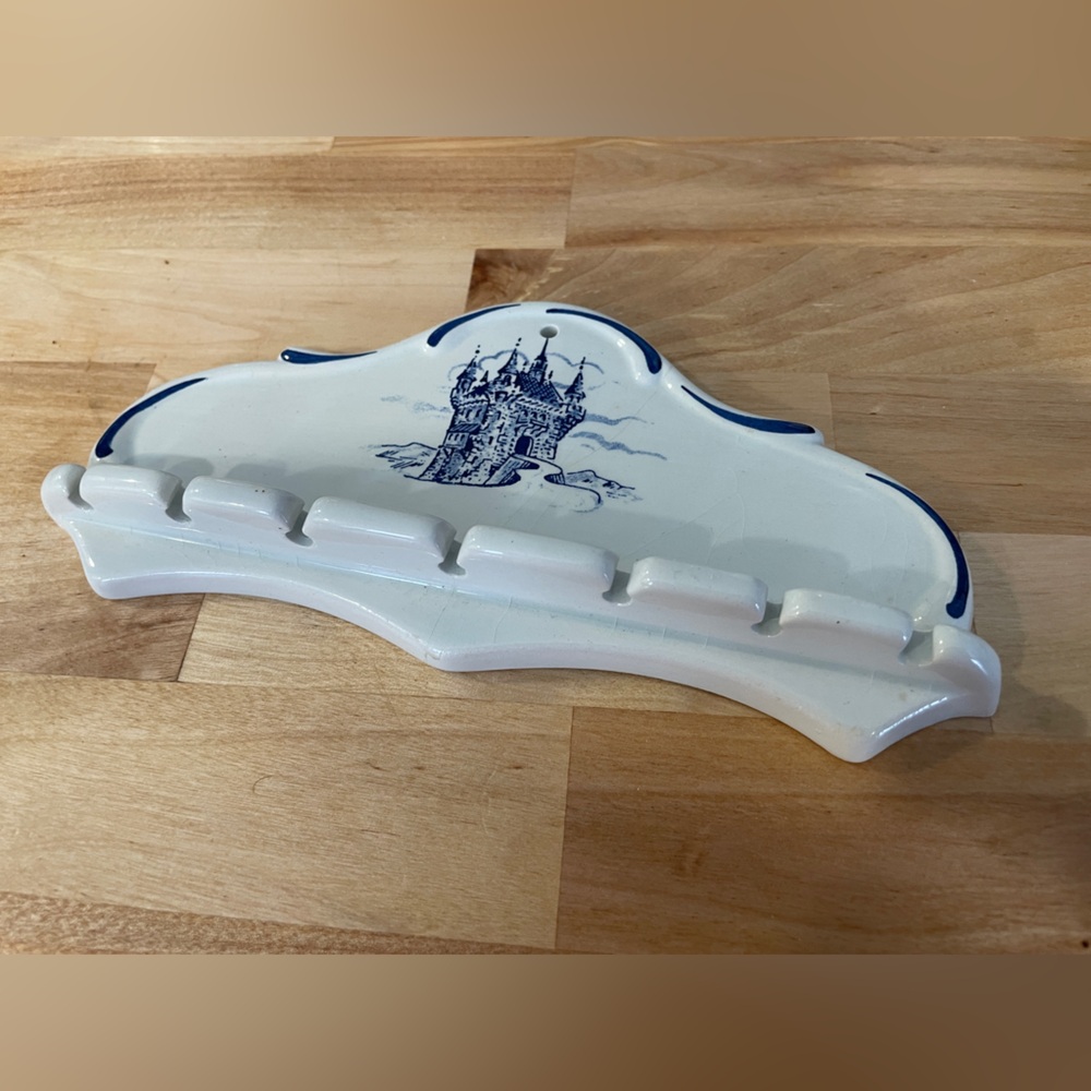Delfts Holland 7 Spoon Holder with Blue and White Castle